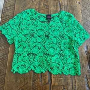 Green sheer lace shirt